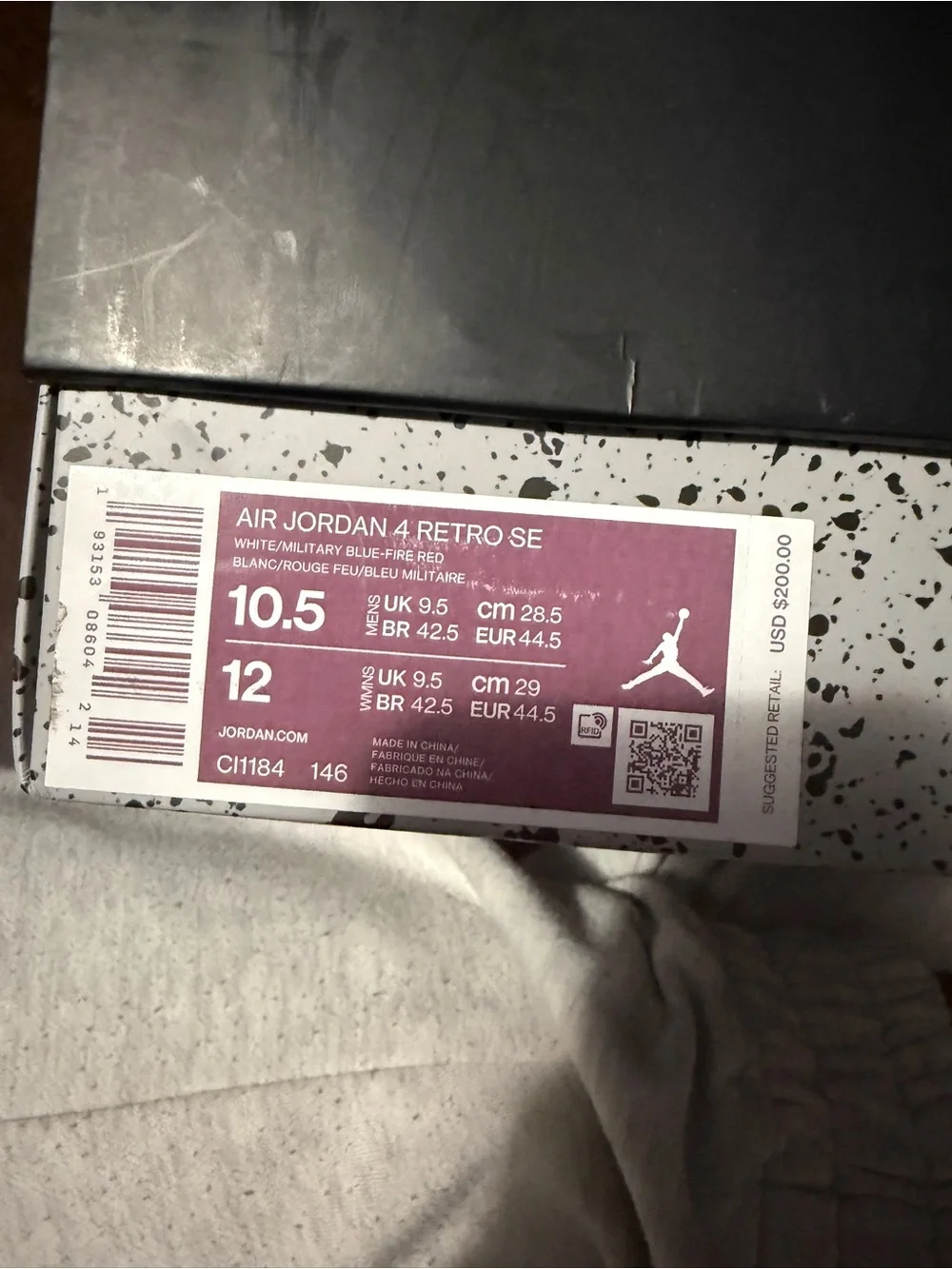 Air Jordan Retro 4 White Multicolor Sneakers